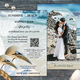 Invitación Foto De Gannet QR Beach Feliz Para Siempre Después
