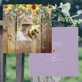 Invitación Foto de girasol rústico Madera de ducha de novia