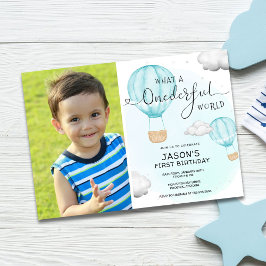 Invitación Foto de globo aerostático de primer cumpleaños