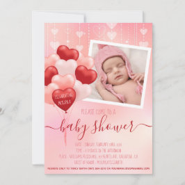 Invitación Foto de globos de los corazones de San Valentín ro