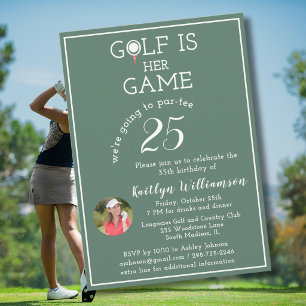Invitación Foto de Golf de Dama Elegante Fiesta de Cumpleaños