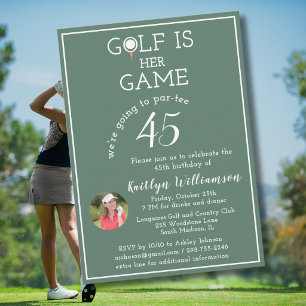Invitación Foto de Golf de Dama Elegante Fiesta de Cumpleaños