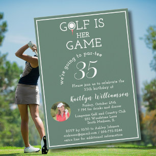 Invitación Foto de Golf de Dama Elegante Fiesta de Cumpleaños