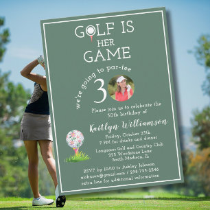Invitación Foto de Golf de Dama Elegante Fiesta de Cumpleaños