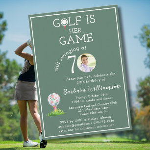 Invitación Foto de Golf de Dama Elegante Fiesta de Cumpleaños