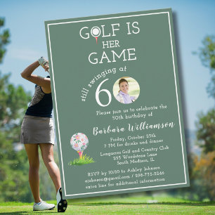 Invitación Foto de Golf de Dama Elegante Fiesta de Cumpleaños