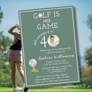 Invitación Foto de Golf de Dama Elegante Fiesta de Cumpleaños