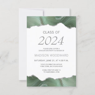 Invitación Foto de graduación 2024 Verde Salvia Agata Platead