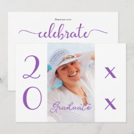 Invitación Foto De Graduación 2025 Guión Violeta Moderno