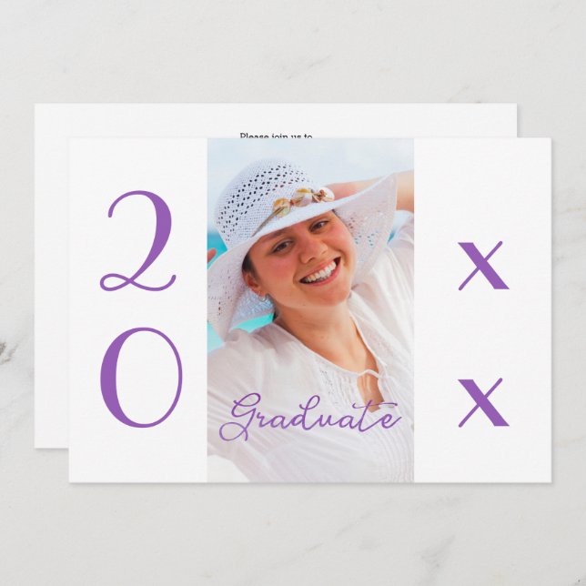 Invitación Foto De Graduación 2025 Guión Violeta Moderno (Anverso / Reverso)