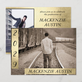 Invitación Foto de graduación 2 | Sofisticado Keepsake de oro