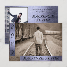 Invitación Foto de graduación 2 | Sofisticado Keepsake púrpur