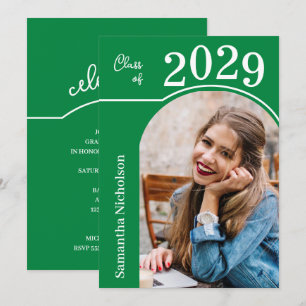 Invitación Foto de Graduación Arco Moderno Verde