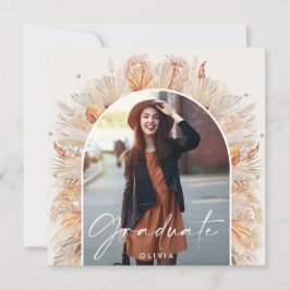 Invitación Foto de graduación arco rústico pampas botánico