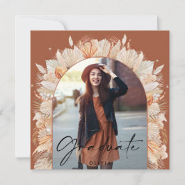 Invitación Foto de graduación arco terracota pampas botánico