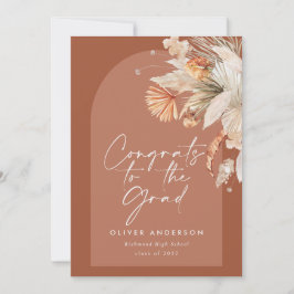 Invitación Foto de graduación arco terracota pampas botánico
