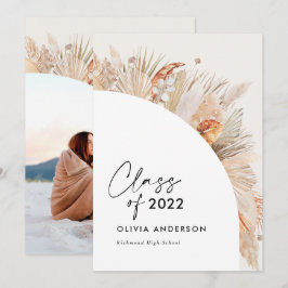 Invitación Foto de graduación arco terracota pampas botánico