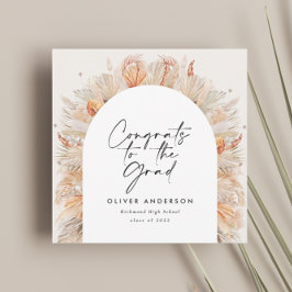 Invitación Foto de graduación arco terracota pampas botánico