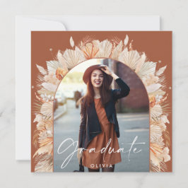 Invitación Foto de graduación arco terracota pampas botánico