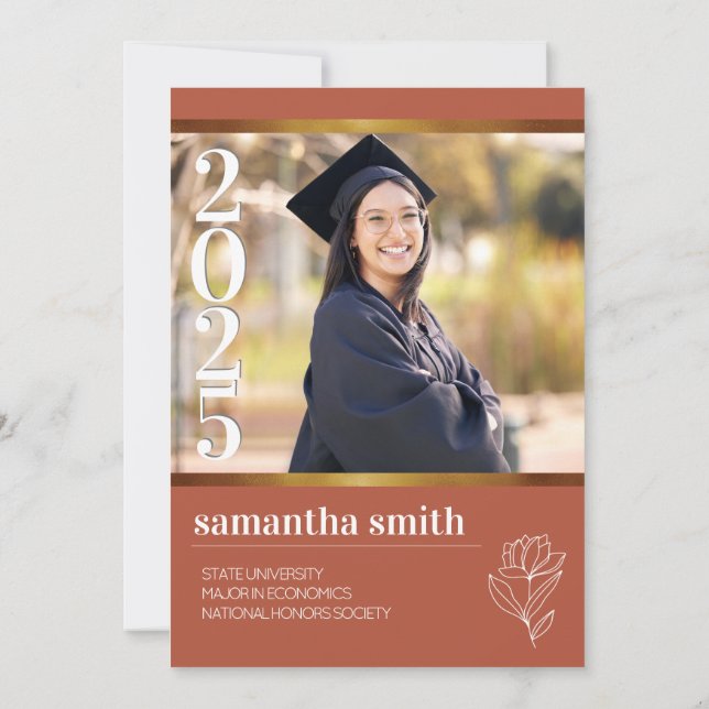 Invitación Foto de graduación Boho (Reverso)