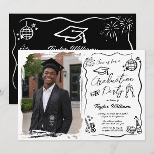 Invitación Foto de graduación caprichosa y extravagante dibuj
