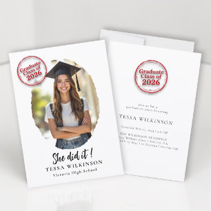 Invitación Foto de Graduación Clase de 2026