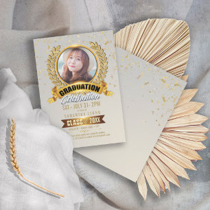 Invitación Foto de graduación con corona de laurel ID833