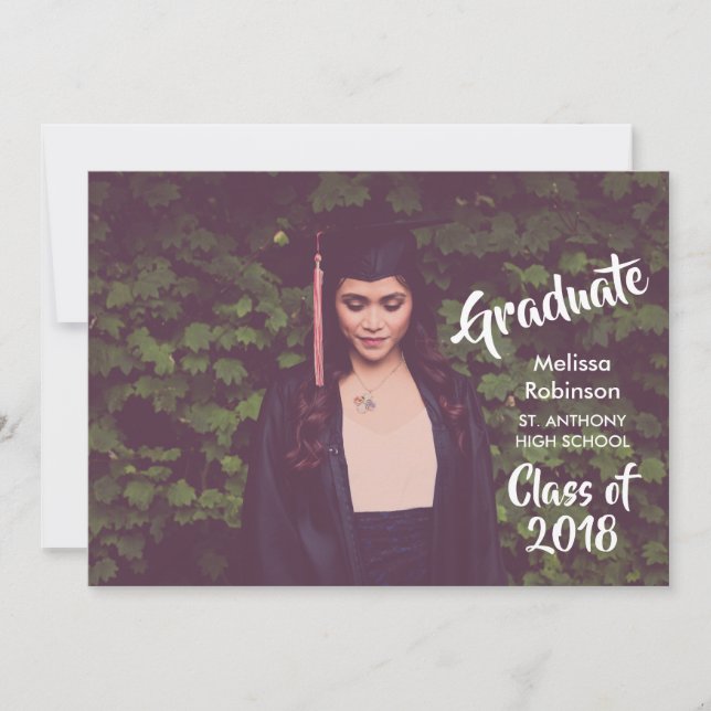 Invitación Foto de graduación con Fiesta de tipografía de mod (Anverso)