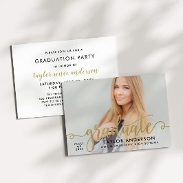 Invitación Foto de graduación con guion de graduado en oro Fi