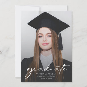 Invitación Foto de graduación con guión para graduado moderno