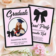 Foto de graduación con lazo de gingham negro