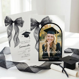Invitación Foto de graduación con lazo negro