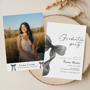 Invitación Foto de graduación con lazo negro