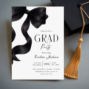 Invitación Foto de graduación con lazo negro Fiesta de gradua