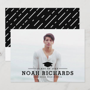 Invitación Foto de graduación con tipografía negra clásica