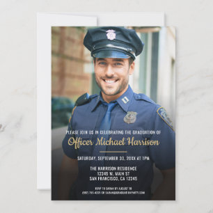 Invitación Foto de graduación de agente de policía