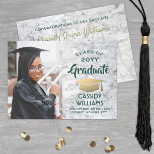 Invitación Foto de graduación de año de clase de mármol verde