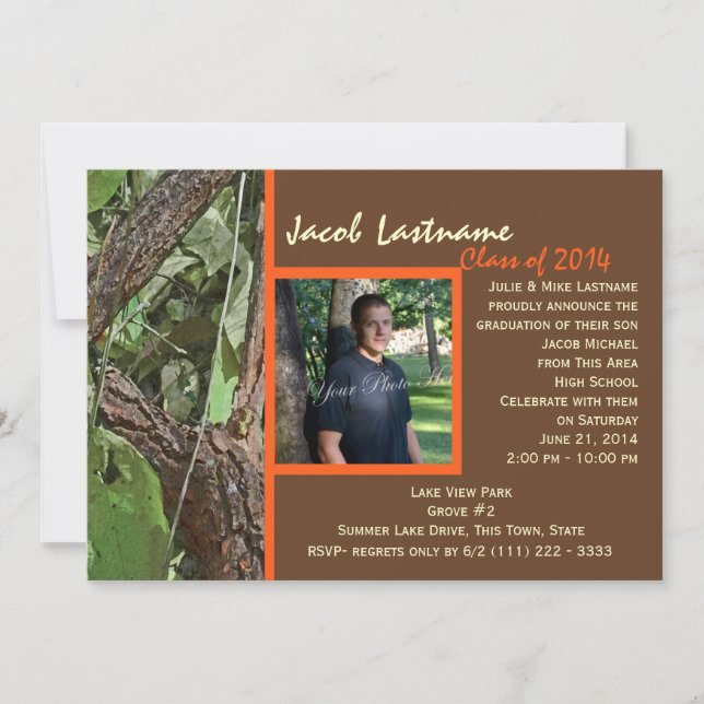 Invitación Foto de graduación de árboles de Woodland (Anverso)