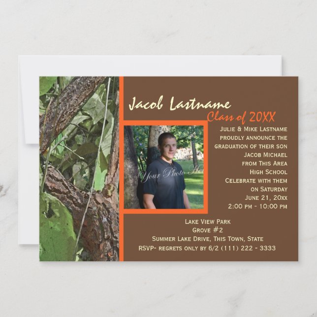 Invitación Foto de graduación de árboles de Woodland (Anverso)