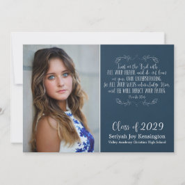 Invitación Foto de graduación de Biblia Cristiana Verse Typog