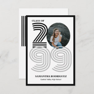 Invitación Foto de graduación de Black Retro Big Numbers