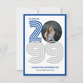 Invitación Foto de graduación de Blue Retro Big Numbers