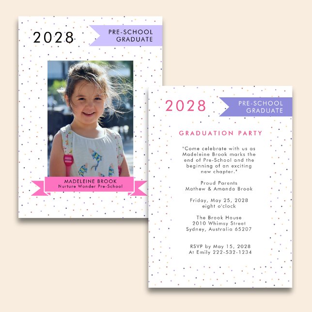 Invitación Foto de graduación de chica preescolar 2025 (Subido por el creador)