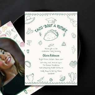 Invitación Foto de graduación de Doodle de Fiesta Taco Bout