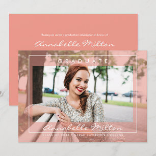 Invitación Foto de graduación de escritura moderna de moda