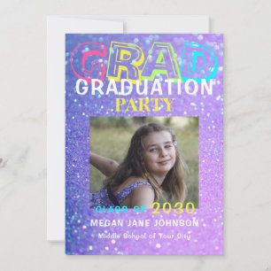 Invitación Foto de graduación de escuela secundaria para purp