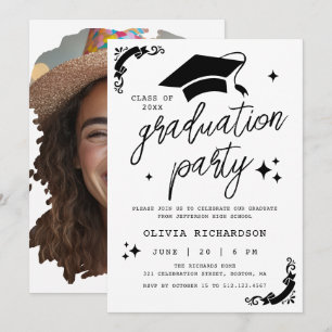 Invitación Foto de graduación de fiesta de fin de curso chic