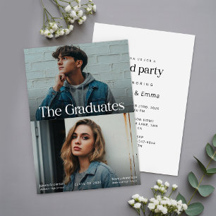 Invitación Foto de graduación de gemelos con doble articulaci