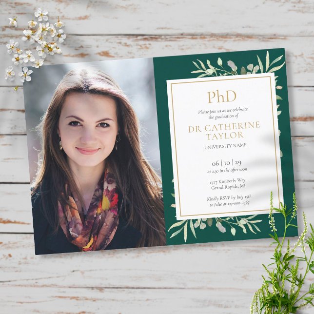 Invitación Foto de graduación de Graduación de Oro Esmeralda  (Subido por el creador)