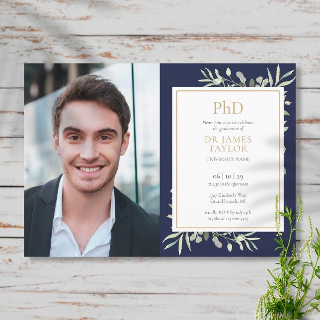 Invitación Foto de graduación de Graduación de Vegetación Azu (Subido por el creador)